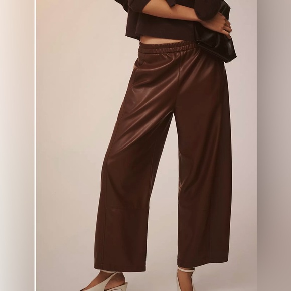 Pilcro Pants - Anthropologie Pilcro The Izzie Relaxed Pull-On Barrel Trousers Faux Leather